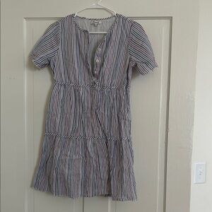 Madewell Striped Mini Dress - Blue, Red, White